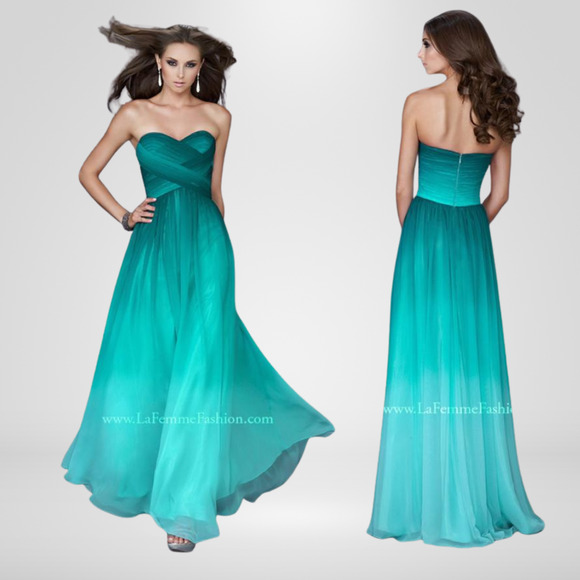 Y2K La Femme Womens Ombre Mermaid Maxi Dress Size 14 Chiffon Fairy Tinkerbell - Picture 2 of 16